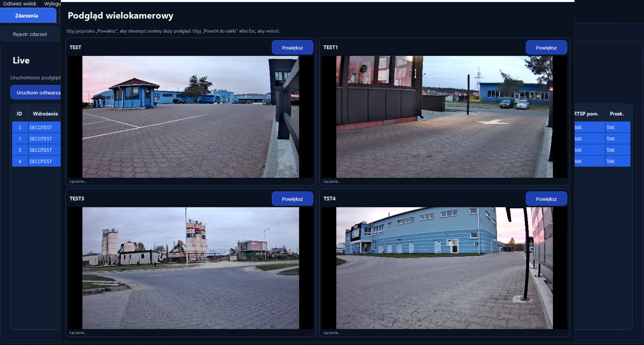 secoLPR multi-camera live view