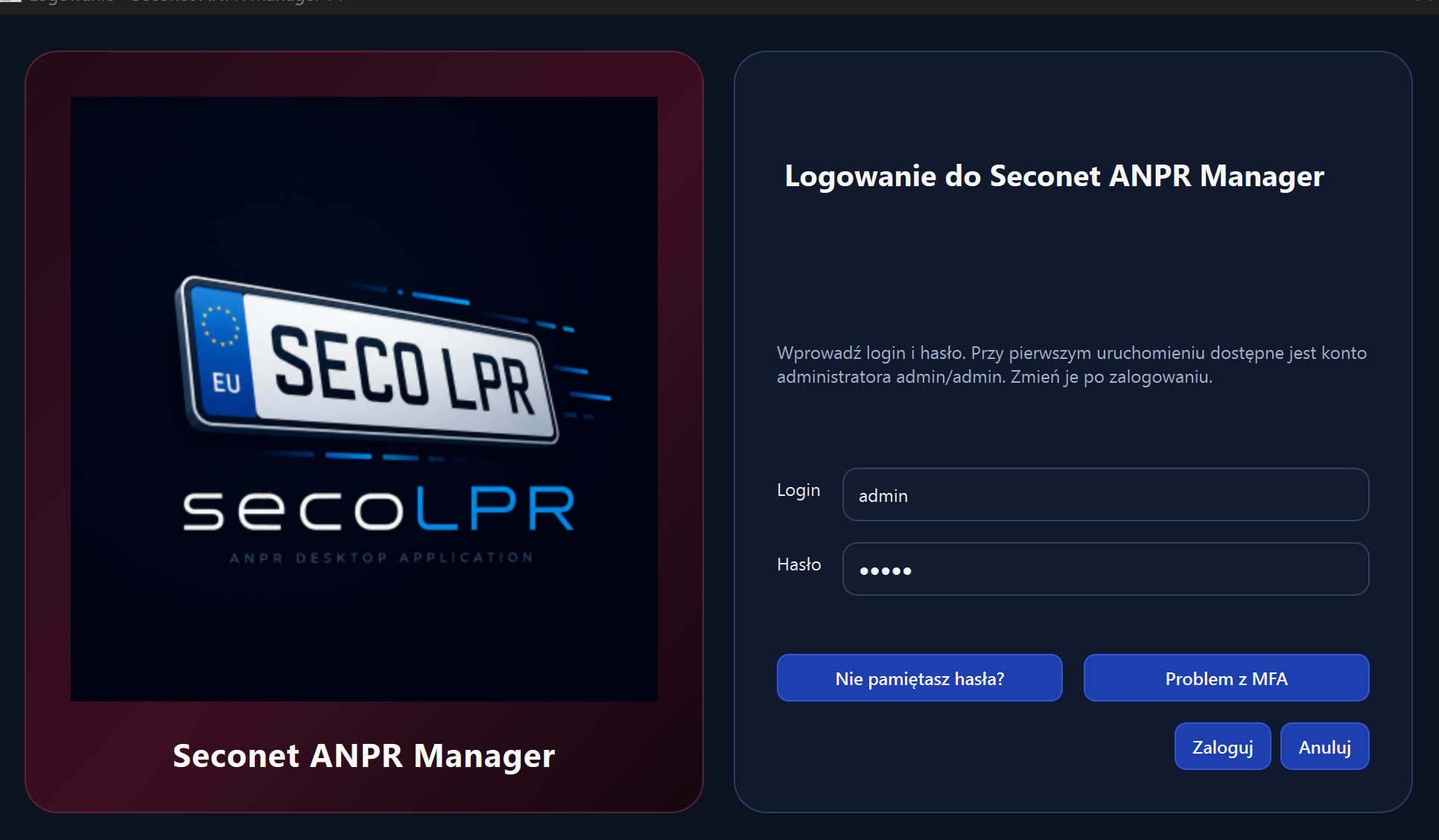 secoLPR login and MFA